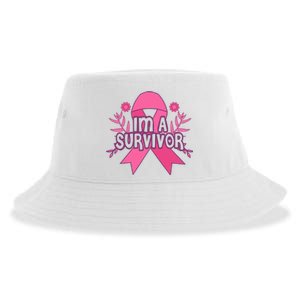 Im A Survivor Breast Cancer Awareness Ribbon Sustainable Bucket Hat