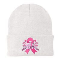 Im A Survivor Breast Cancer Awareness Ribbon Knit Cap Winter Beanie