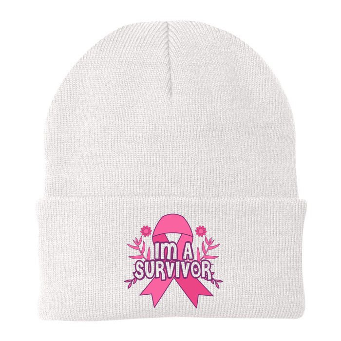 Im A Survivor Breast Cancer Awareness Ribbon Knit Cap Winter Beanie