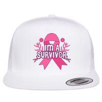 Im A Survivor Breast Cancer Awareness Ribbon Flat Bill Trucker Hat