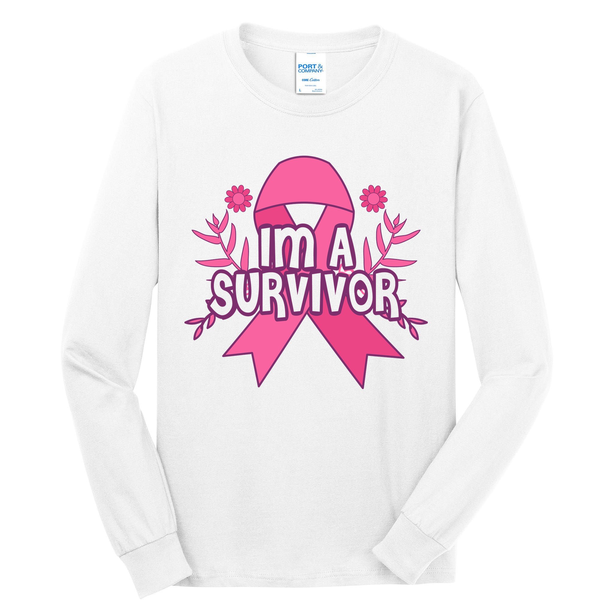 Im A Survivor Breast Cancer Awareness Ribbon Tall Long Sleeve T-Shirt