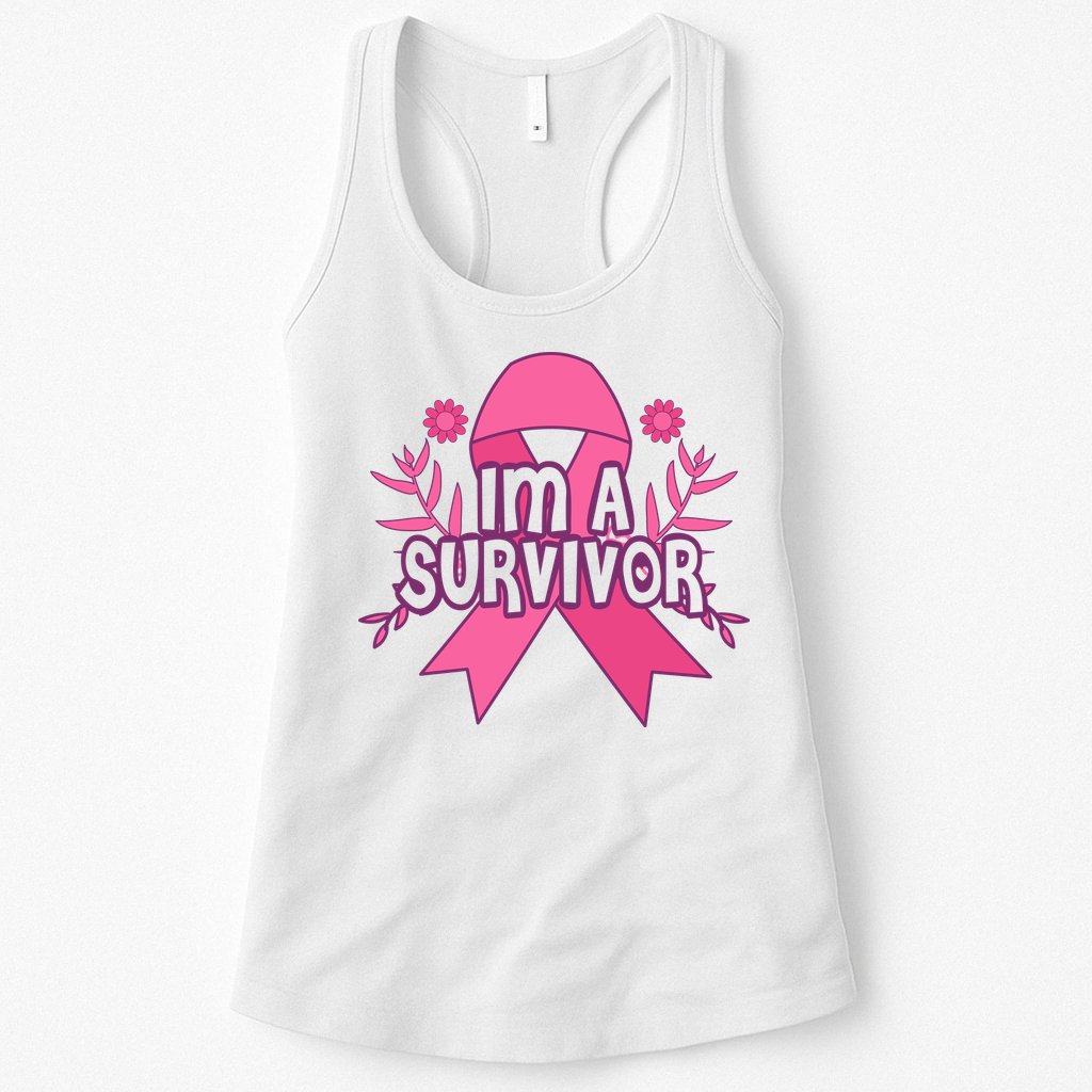 Im A Survivor Breast Cancer Awareness Ribbon Womens Tank Top