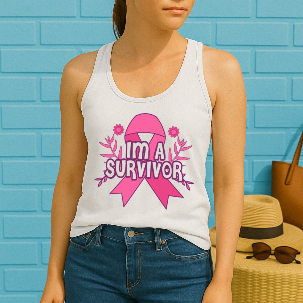 Im A Survivor Breast Cancer Awareness Ribbon Womens Tank Top