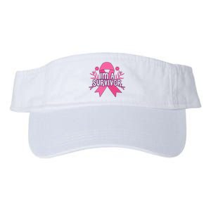 Im A Survivor Breast Cancer Awareness Ribbon Valucap Bio-Washed Visor