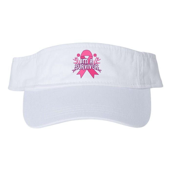 Im A Survivor Breast Cancer Awareness Ribbon Valucap Bio-Washed Visor