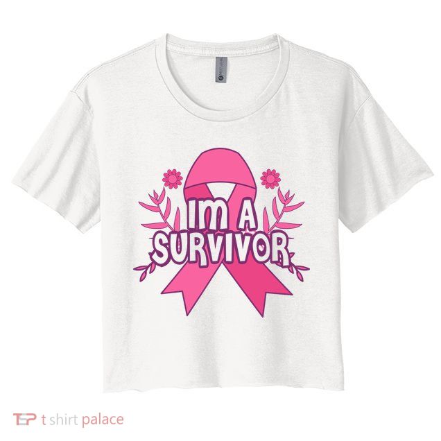 Im A Survivor Breast Cancer Awareness Ribbon Crop Top
