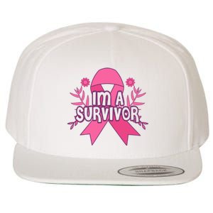 Im A Survivor Breast Cancer Awareness Ribbon Wool Snapback Cap