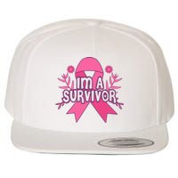 Im A Survivor Breast Cancer Awareness Ribbon Wool Snapback Cap