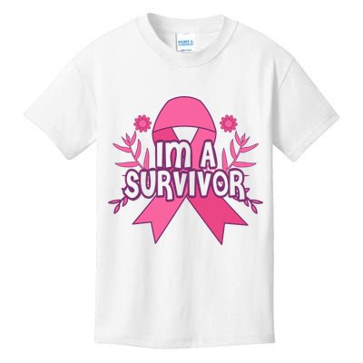 Im A Survivor Breast Cancer Awareness Ribbon Kids T-Shirt