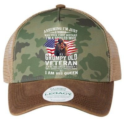 IM A Spoiled Wife Of A Grumpy Old Veteran Husband Wife Legacy Tie Dye Trucker Hat