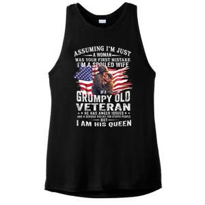 IM A Spoiled Wife Of A Grumpy Old Veteran Husband Wife Ladies PosiCharge Tri-Blend Wicking Tank