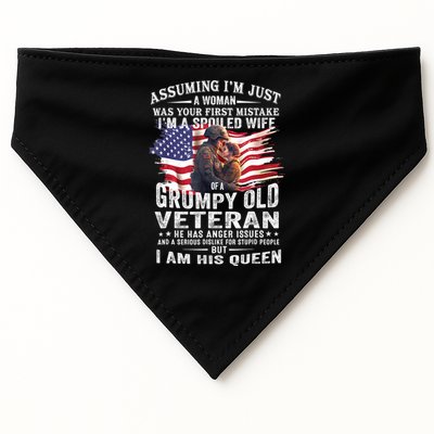 IM A Spoiled Wife Of A Grumpy Old Veteran Husband Wife USA-Made Doggie Bandana
