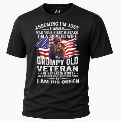 IM A Spoiled Wife Of A Grumpy Old Veteran Husband Wife Cooling Performance Crew T-Shirt