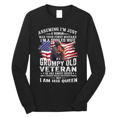 IM A Spoiled Wife Of A Grumpy Old Veteran Husband Wife Long Sleeve Shirt