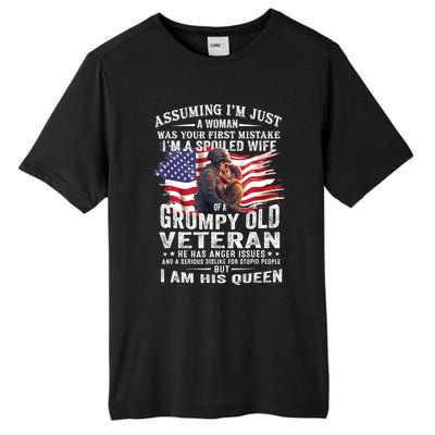 IM A Spoiled Wife Of A Grumpy Old Veteran Husband Wife Tall Fusion ChromaSoft Performance T-Shirt