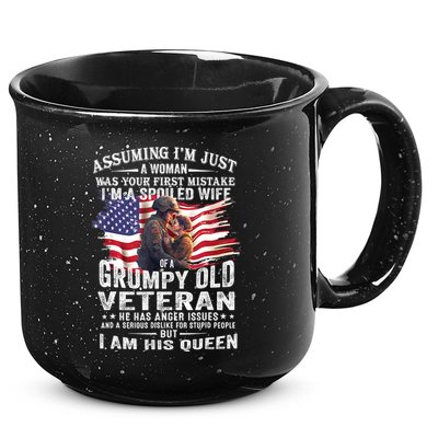IM A Spoiled Wife Of A Grumpy Old Veteran Husband Wife 15oz Campfire Ceramic Mug