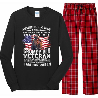 IM A Spoiled Wife Of A Grumpy Old Veteran Husband Wife Long Sleeve Pajama Set