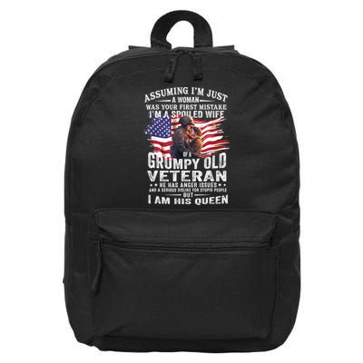 IM A Spoiled Wife Of A Grumpy Old Veteran Husband Wife 16 in Basic Backpack