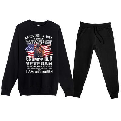 IM A Spoiled Wife Of A Grumpy Old Veteran Husband Wife Premium Crewneck Sweatsuit Set