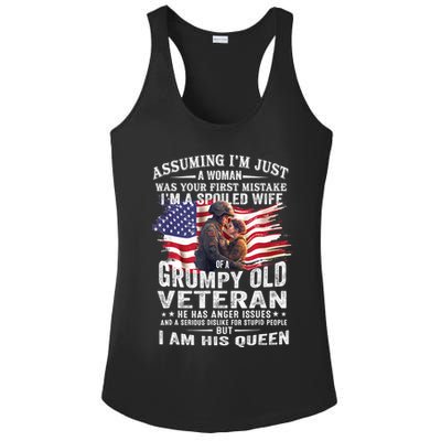 IM A Spoiled Wife Of A Grumpy Old Veteran Husband Wife Ladies PosiCharge Competitor Racerback Tank