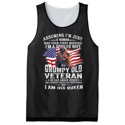 IM A Spoiled Wife Of A Grumpy Old Veteran Husband Wife Mesh Reversible Basketball Jersey Tank