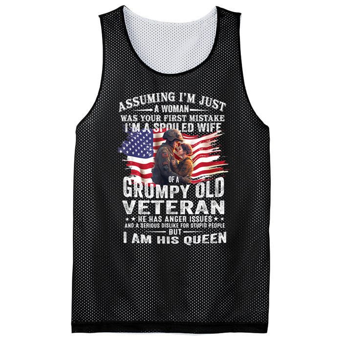 IM A Spoiled Wife Of A Grumpy Old Veteran Husband Wife Mesh Reversible Basketball Jersey Tank