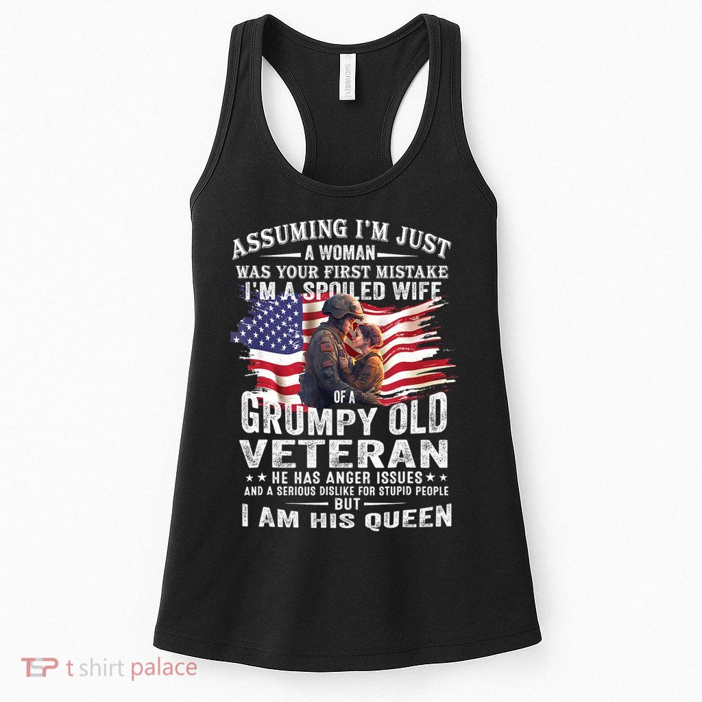 IM A Spoiled Wife Of A Grumpy Old Veteran Husband Wife Womens Tank Top