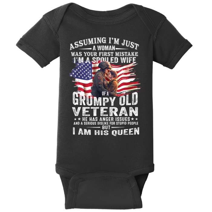 IM A Spoiled Wife Of A Grumpy Old Veteran Husband Wife Baby Bodysuit