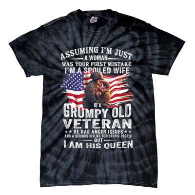 IM A Spoiled Wife Of A Grumpy Old Veteran Husband Wife Tie-Dye T-Shirt