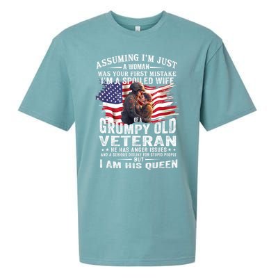 IM A Spoiled Wife Of A Grumpy Old Veteran Husband Wife Sueded Cloud Jersey T-Shirt