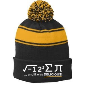 I Ate Some Pi Funny Pi Day & Math Lover Gift Stripe Pom Pom Beanie