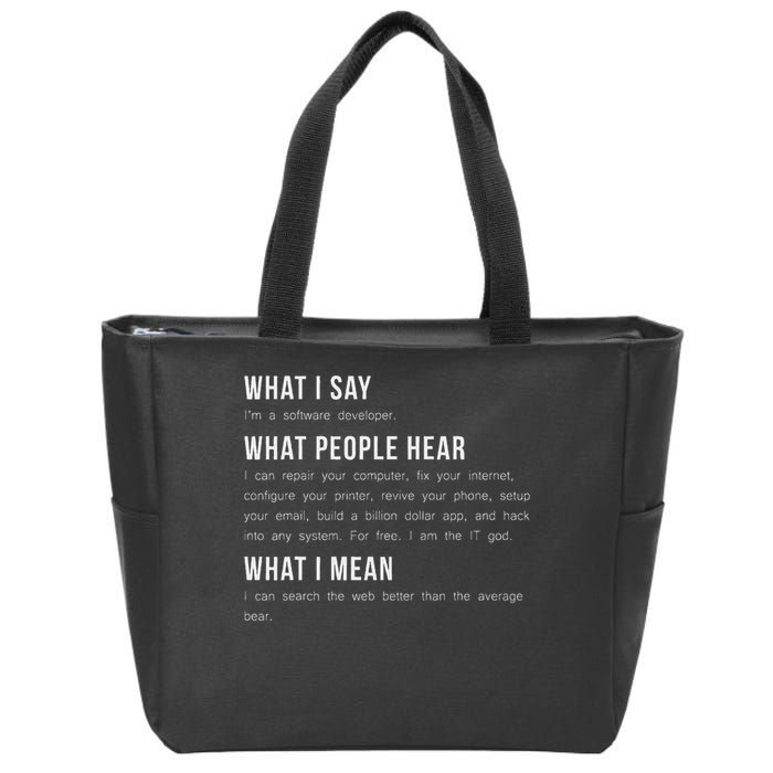 I'm A Software Developer Funny Programming Zip Tote Bag