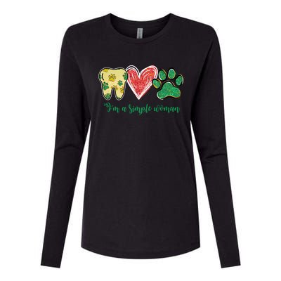 I'm A Simple Tooth Heart Dog Paw Dentist Patrick's Day Gift Womens Cotton Relaxed Long Sleeve T-Shirt