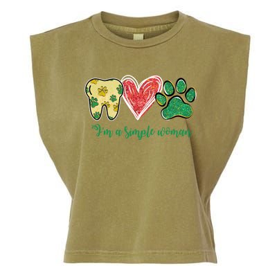 I'm A Simple Tooth Heart Dog Paw Dentist Patrick's Day Gift Garment-Dyed Women's Muscle Tee