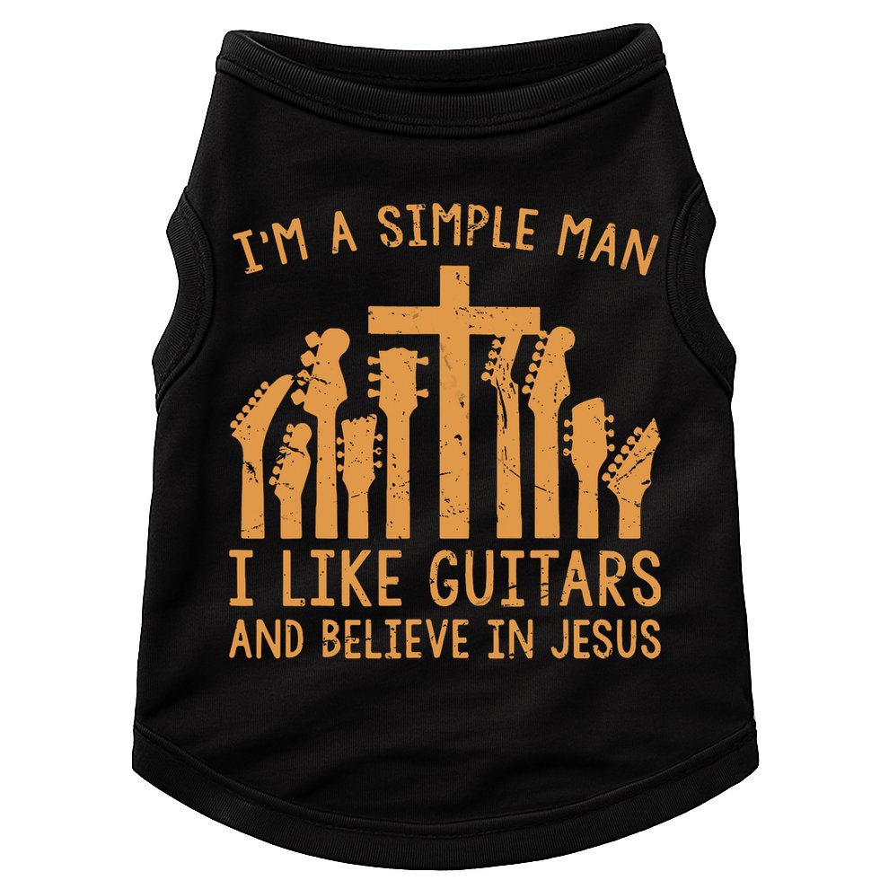 Im A Simple Man I Like Bass Guitar And Believe In Jesus Tee Doggie Tank