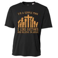 Im A Simple Man I Like Bass Guitar And Believe In Jesus Tee Cooling Performance Crew T-Shirt