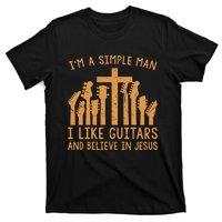 Im A Simple Man I Like Bass Guitar And Believe In Jesus Tee T-Shirt