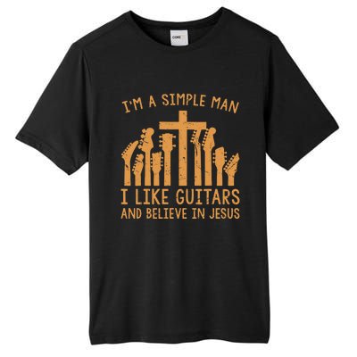 Im A Simple Man I Like Bass Guitar And Believe In Jesus Tee Tall Fusion ChromaSoft Performance T-Shirt