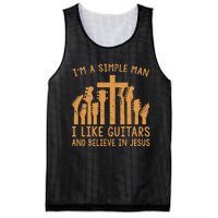 Im A Simple Man I Like Bass Guitar And Believe In Jesus Tee Mesh Reversible Basketball Jersey Tank