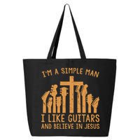 Im A Simple Man I Like Bass Guitar And Believe In Jesus Tee 25L Jumbo Tote
