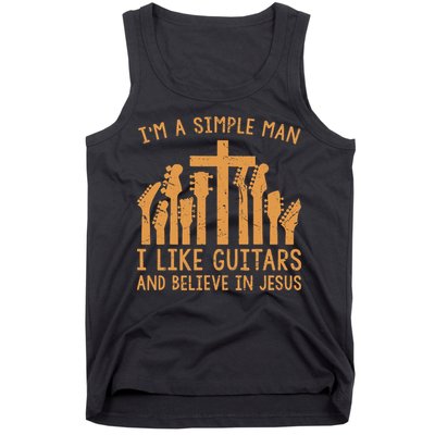 Im A Simple Man I Like Bass Guitar And Believe In Jesus Tee Tank Top