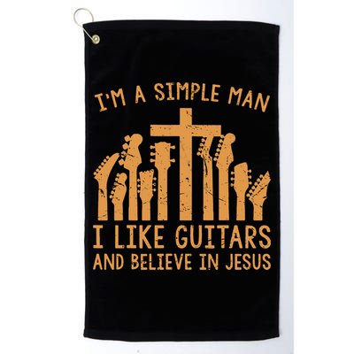 Im A Simple Man I Like Bass Guitar And Believe In Jesus Tee Golf Towel
