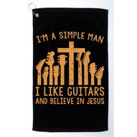 Im A Simple Man I Like Bass Guitar And Believe In Jesus Tee Golf Towel
