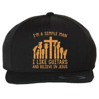 Im A Simple Man I Like Bass Guitar And Believe In Jesus Tee Wool Snapback Cap