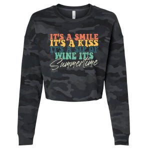 It's A Smile It's A Kiss It's A Sip Of Wine It's Summertime Cropped Pullover Crew