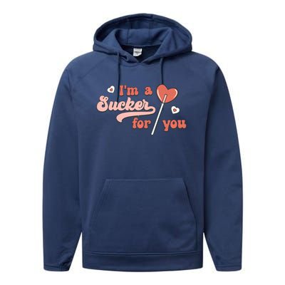 Im A Sucker For You Heart Lollipop Couple Matching Valentine Funny Gift Performance Fleece Hoodie