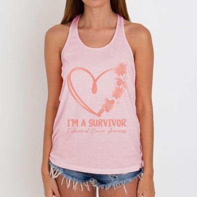 I'm A Survivor Endometrial Cancer Awareness Gift Women's Knotted Racerback Tank