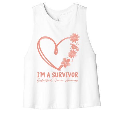 I'm A Survivor Endometrial Cancer Awareness Gift Women's Racerback Cropped Tank