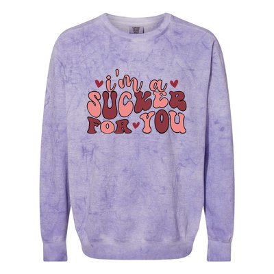 I'm A Sucker For You Retro Valentine's Day Gift Colorblast Crewneck Sweatshirt