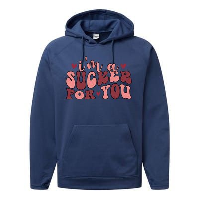 I'm A Sucker For You Retro Valentine's Day Gift Performance Fleece Hoodie